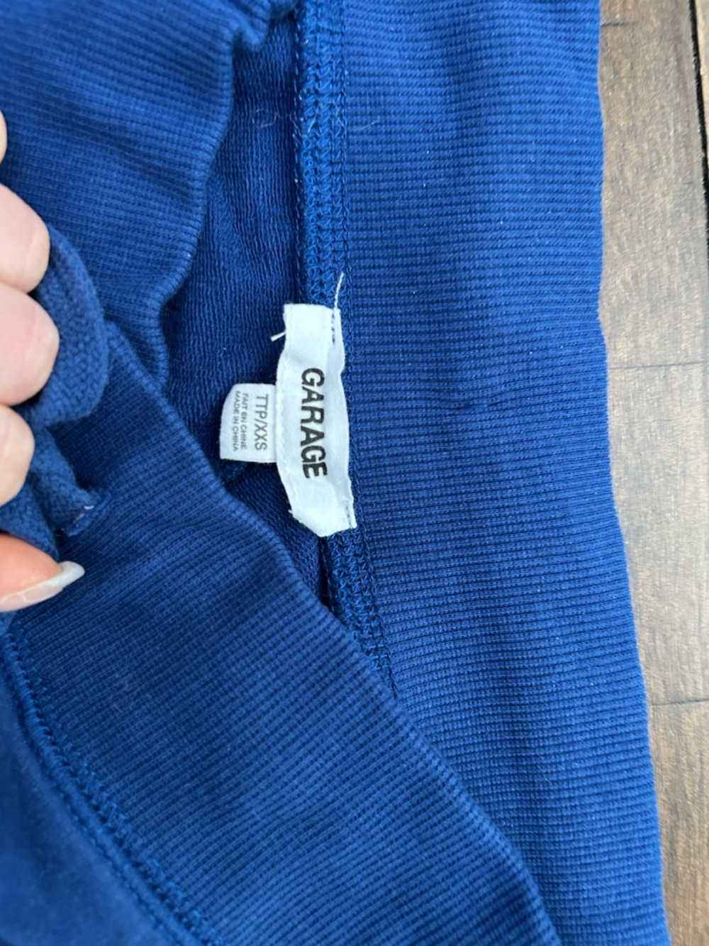 Garage Navy Blue Ribbed Sweatpants - Picture 2 of 2